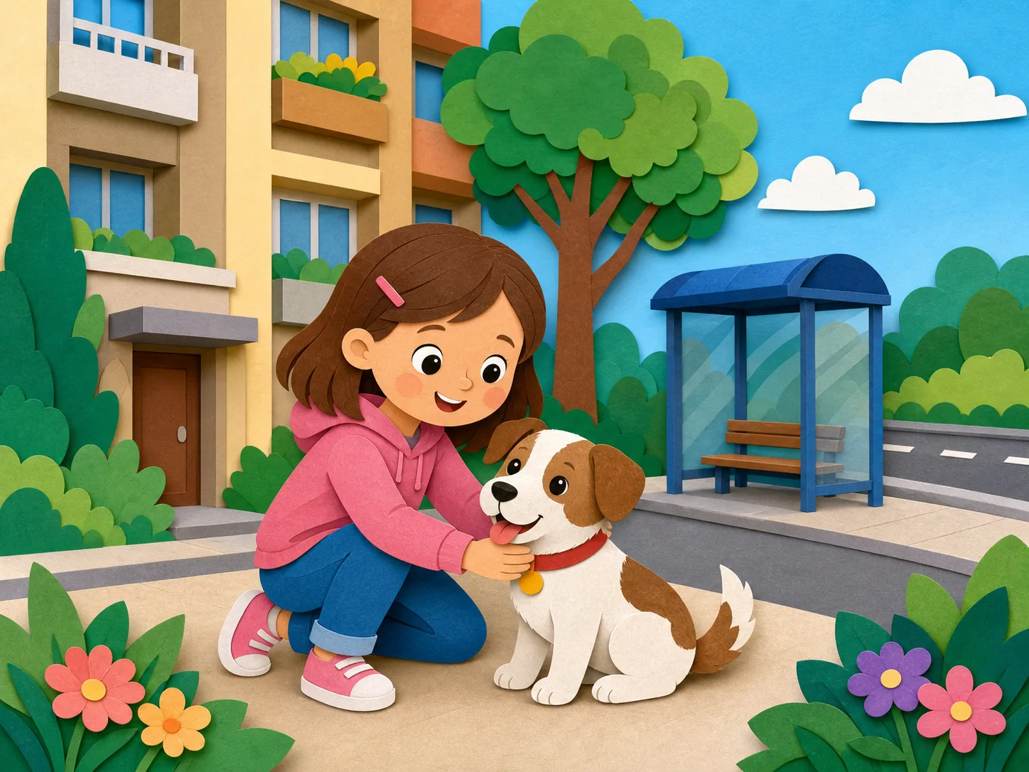 Emma and a Pet illustration