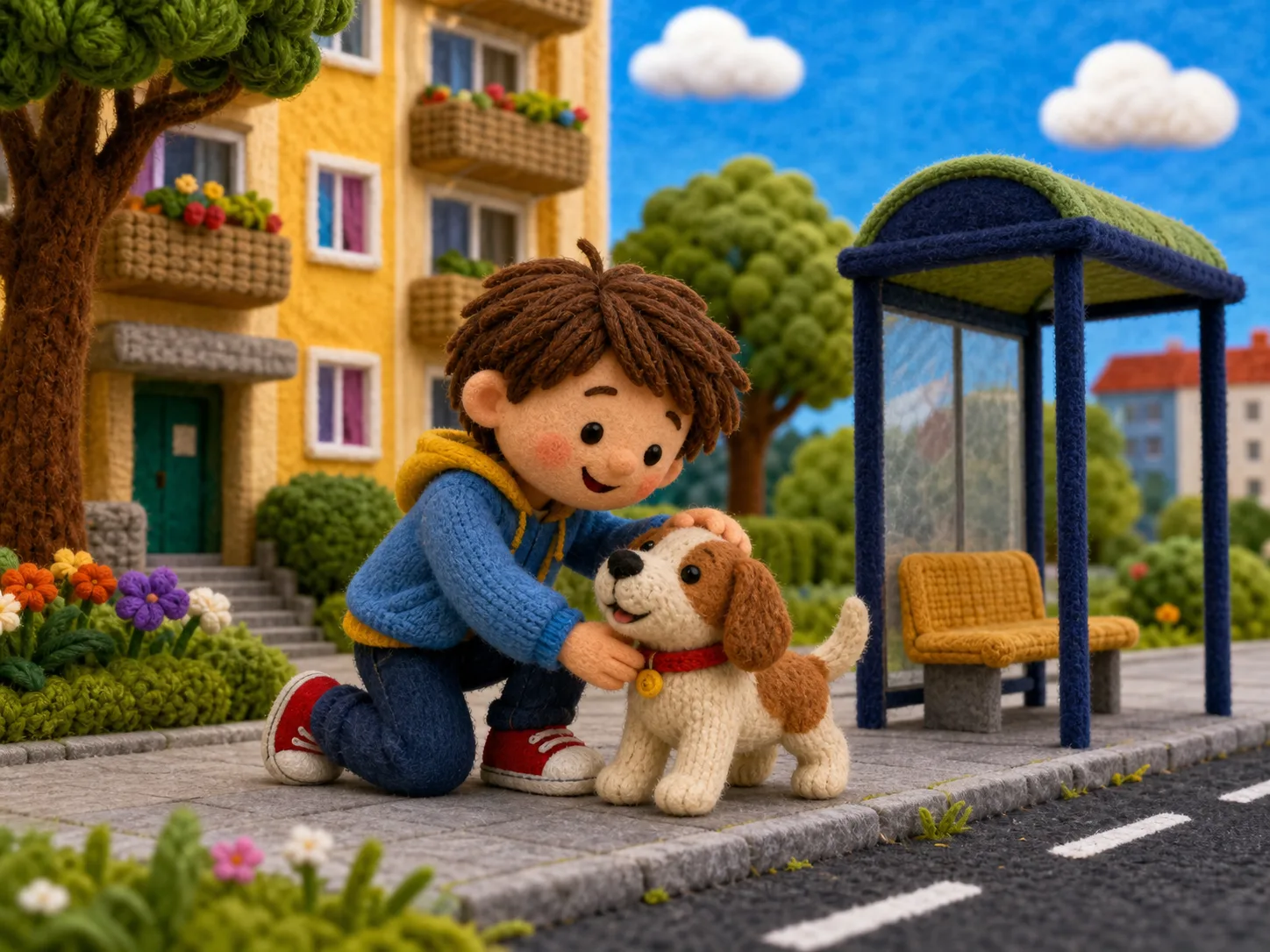 Nick and a Pet illustration