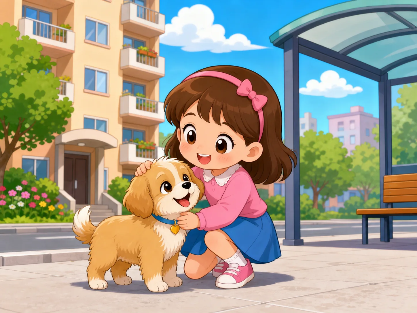 Anna and a Pet illustration