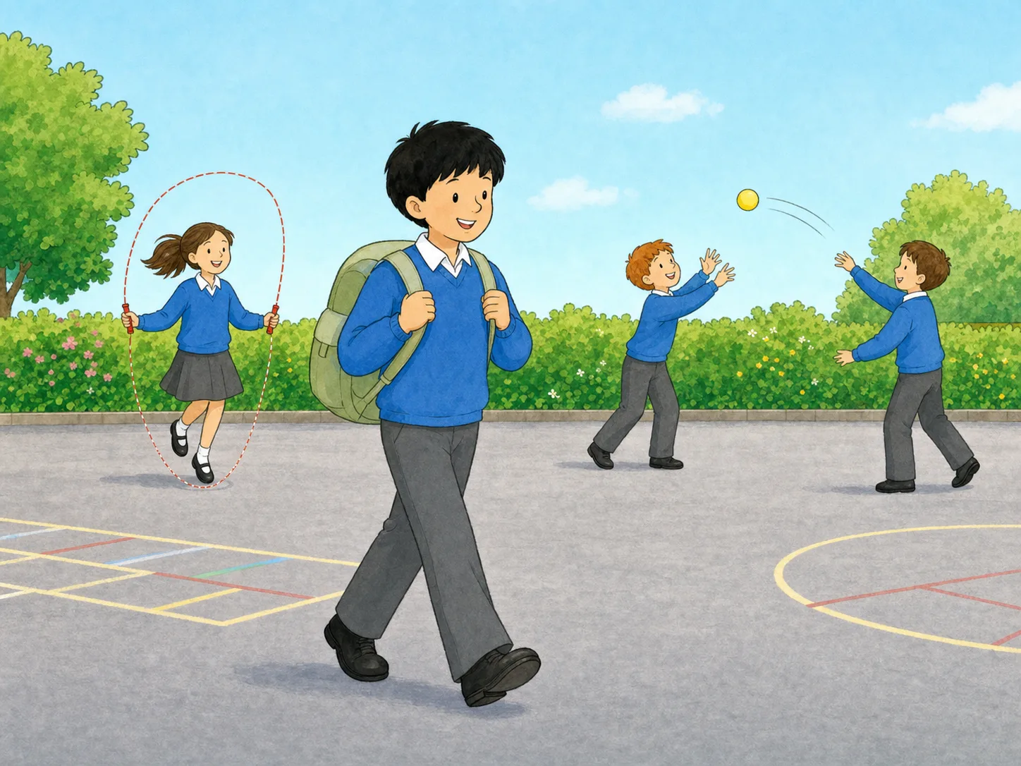 Children talking in a school playground