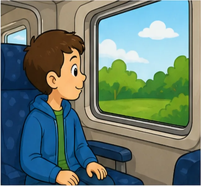 riding on a train