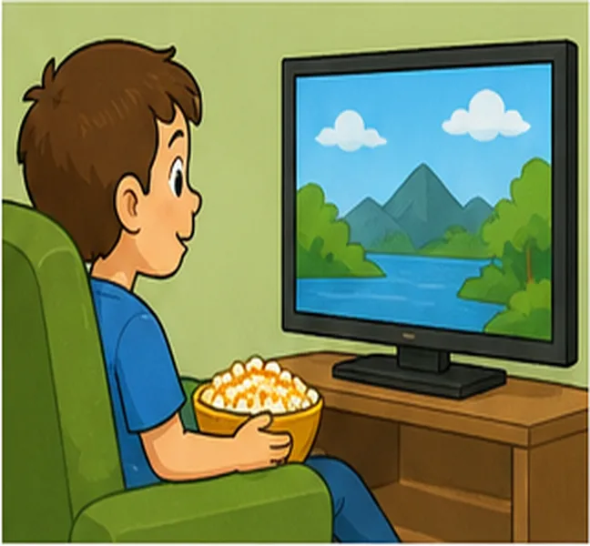 watching television