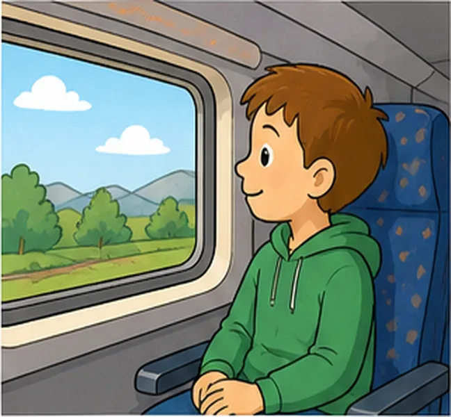 riding on a train