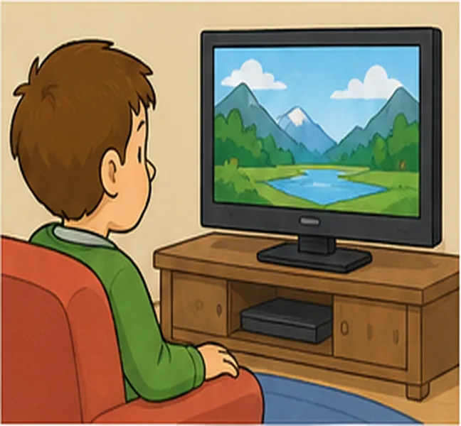 watching television