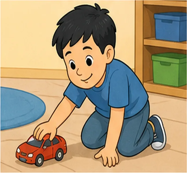 playing with a toy car