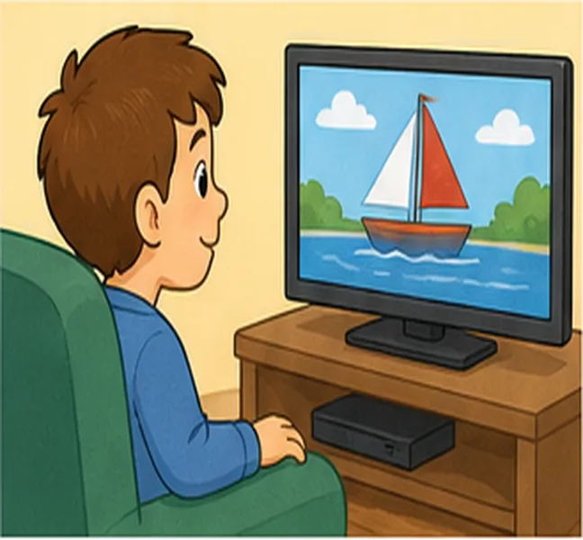 watching television