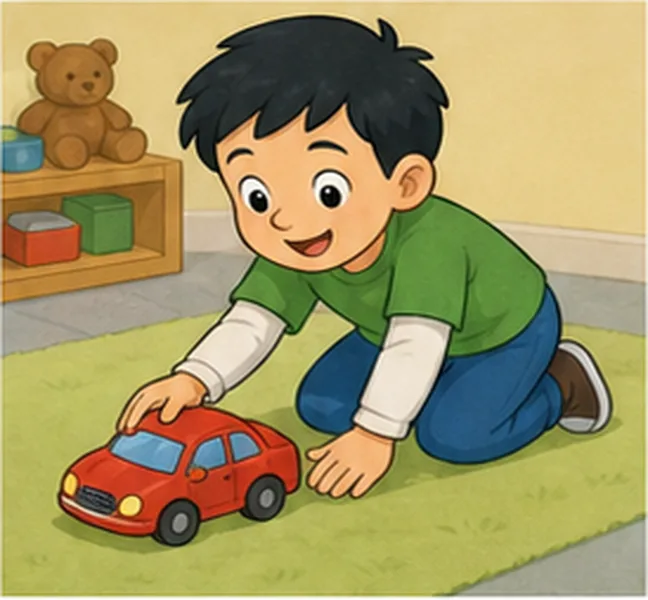 playing with a toy car