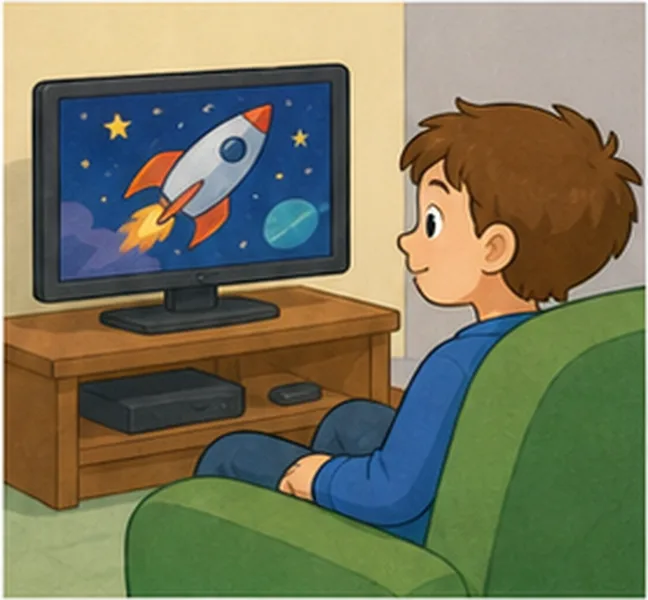 watching television