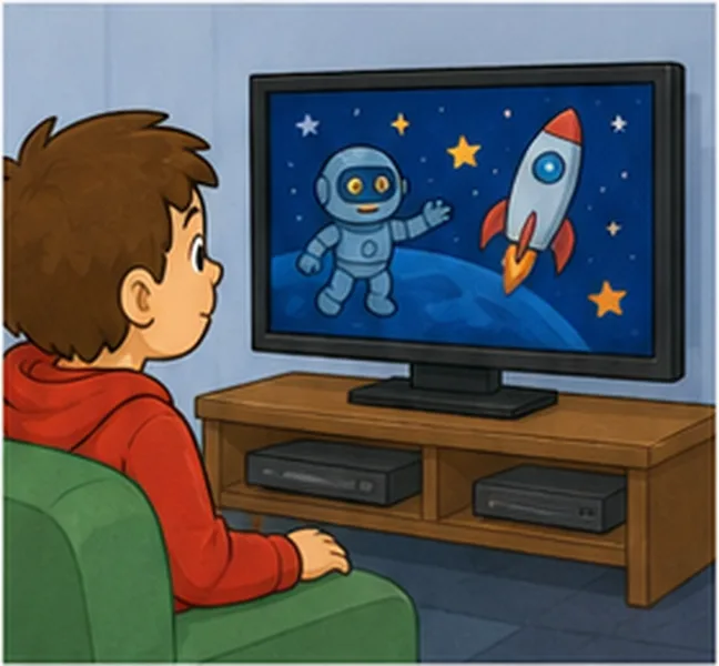 watching television
