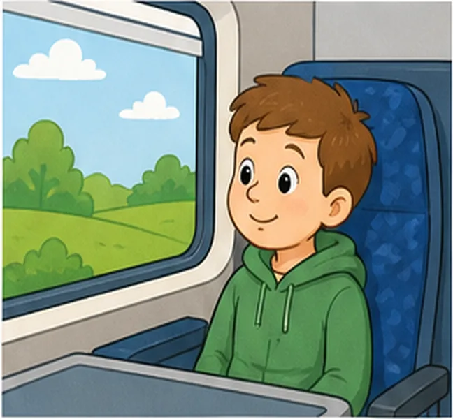 riding on a train