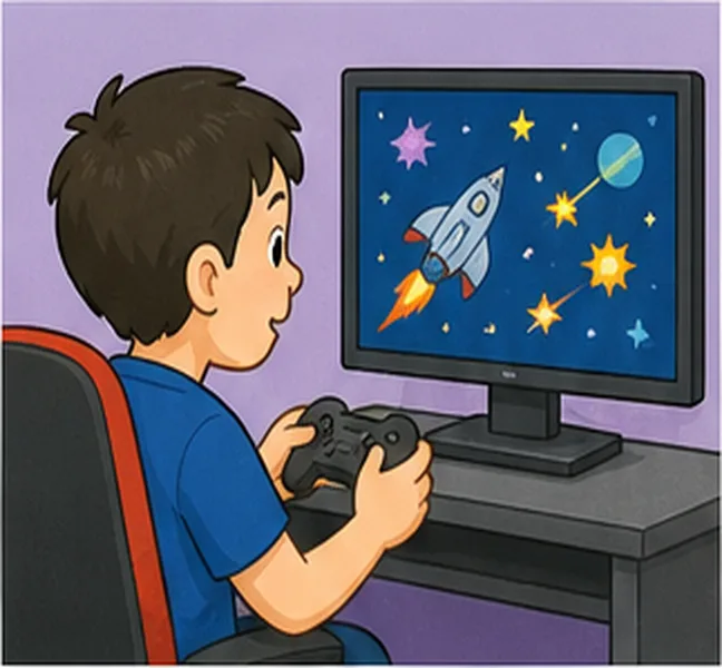 playing a computer game