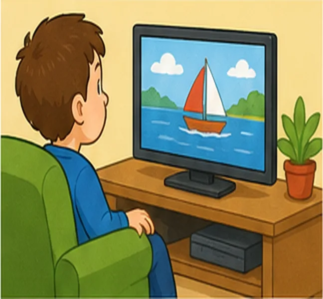 watching television