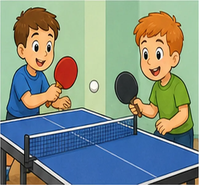 playing table tennis