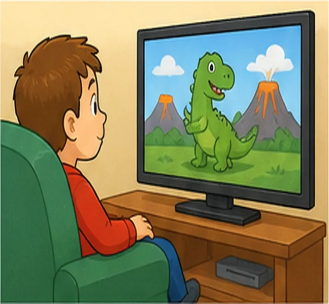 watching television
