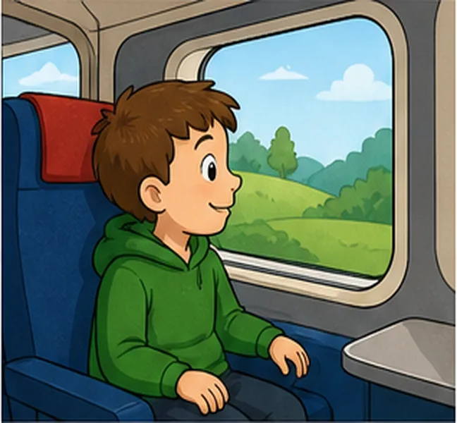 riding on a train