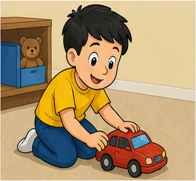 playing with a toy car