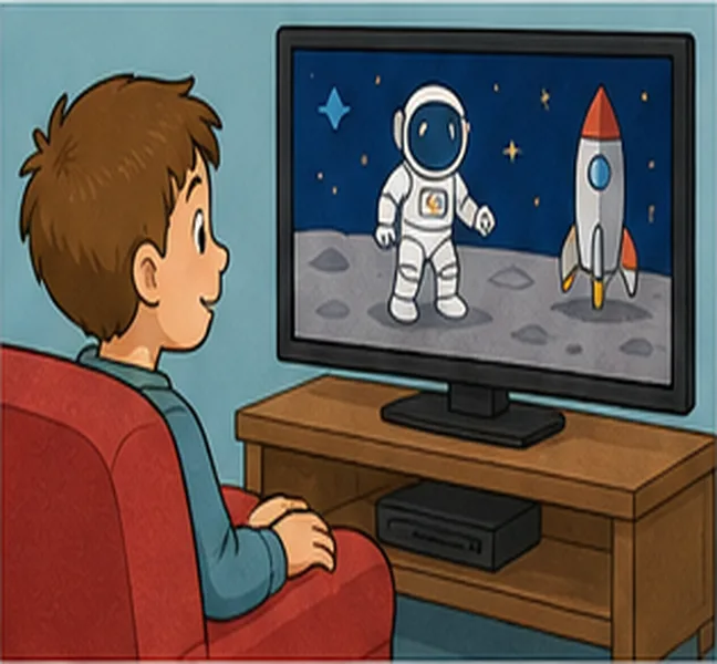 watching television