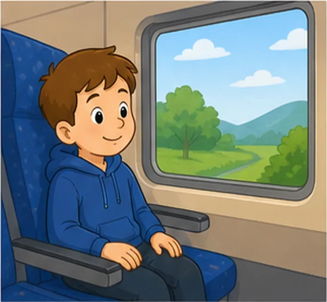 riding on a train