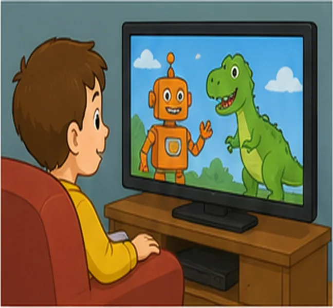 watching television