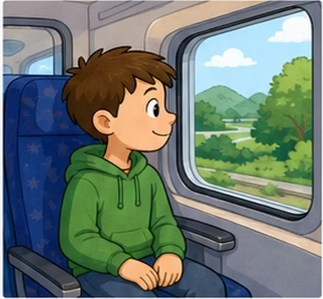riding on a train