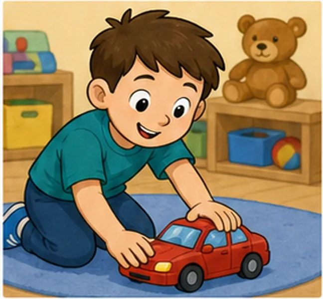 playing with a toy car