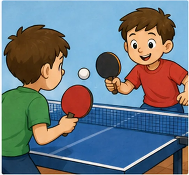 playing table tennis