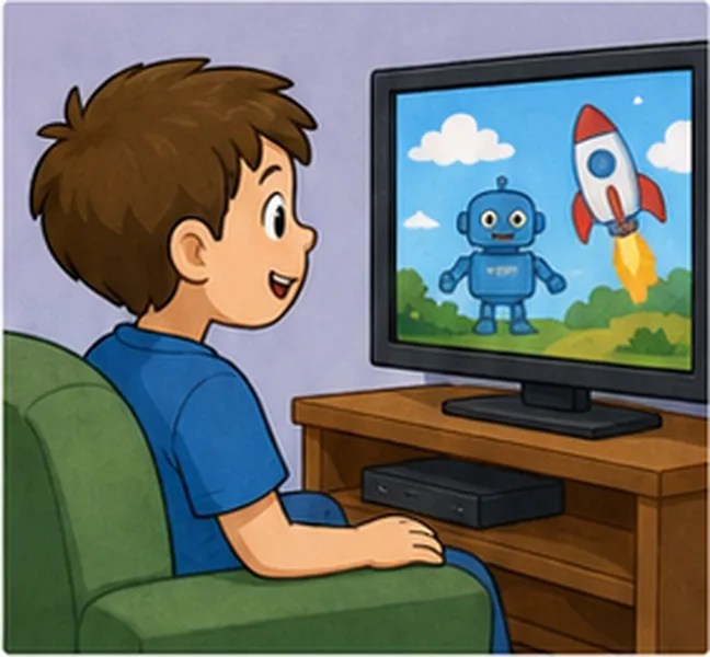 watching television