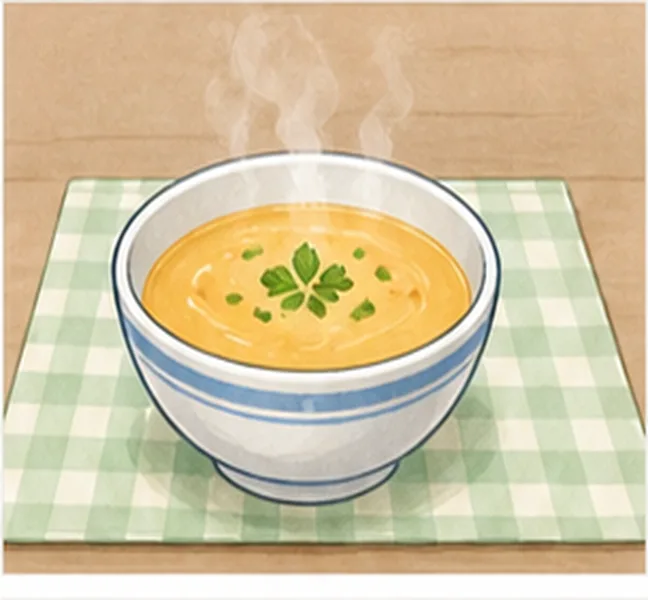 a bowl of soup on the table