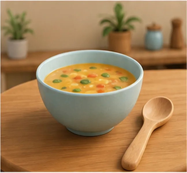 a bowl of soup on the table
