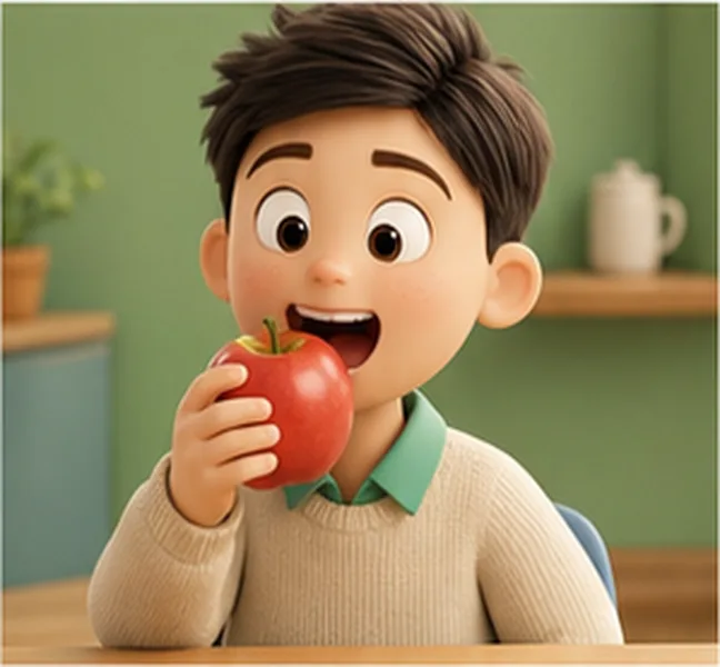 eating an apple
