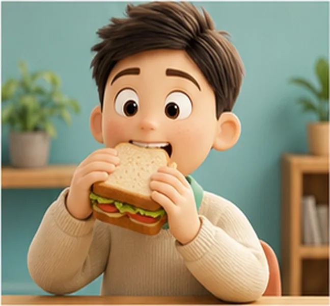 eating a sandwich