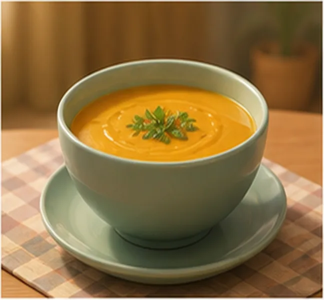 a bowl of soup on the table