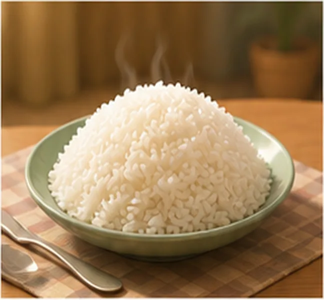 a plate of rice on the table