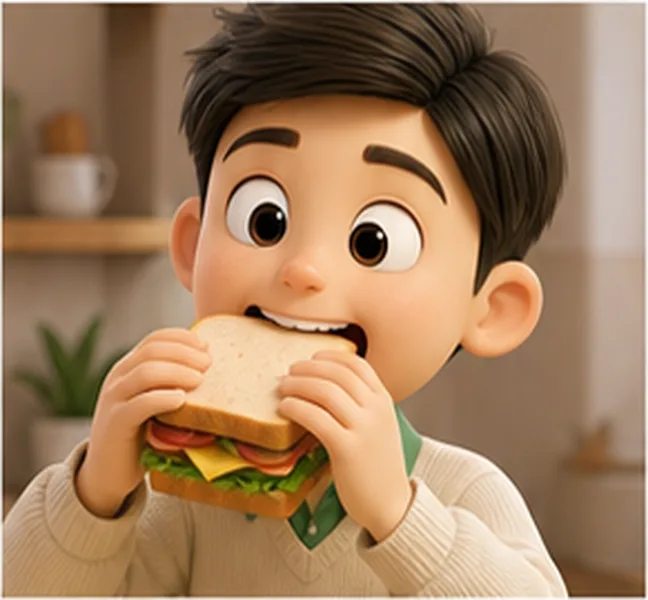 eating a sandwich