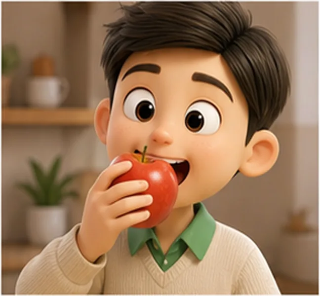 eating an apple