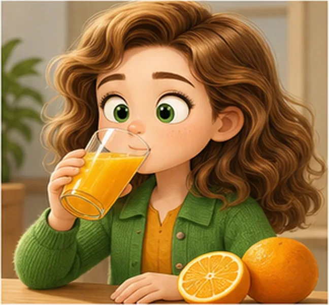 drinking orange juice