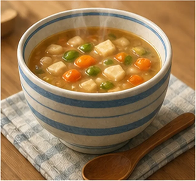 a bowl of soup on the table