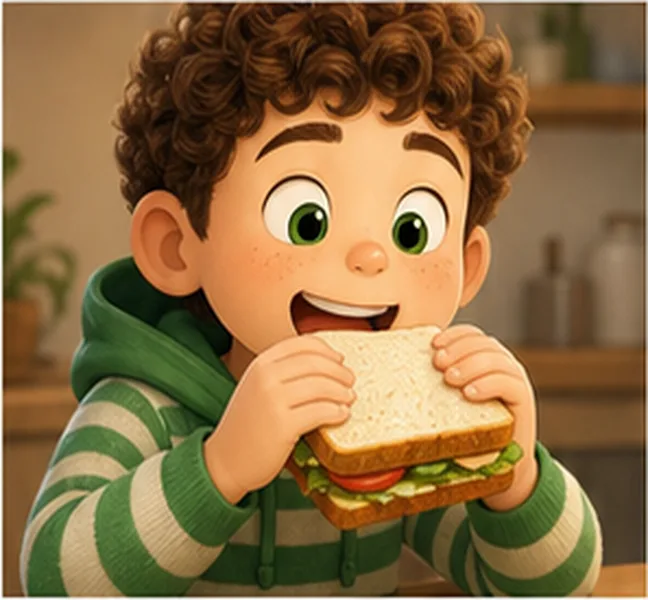 eating a sandwich