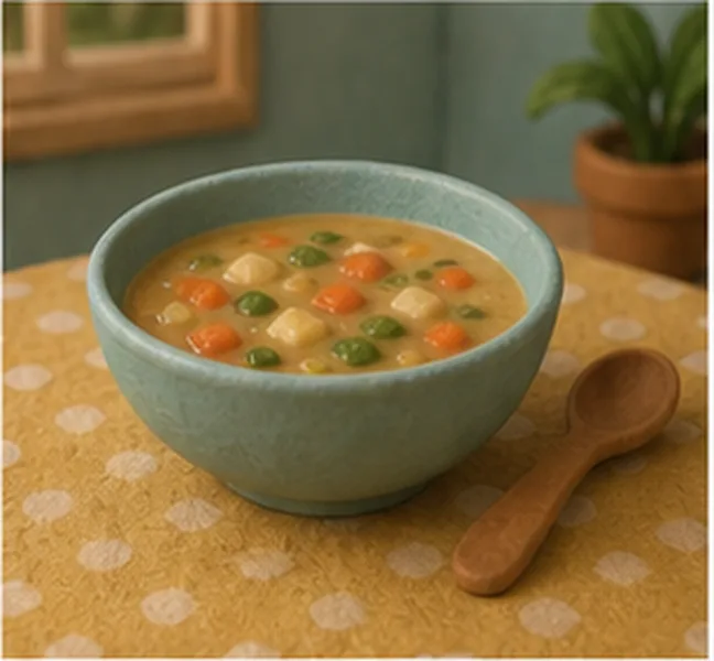 a bowl of soup on the table