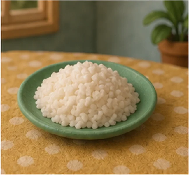 a plate of rice on the table