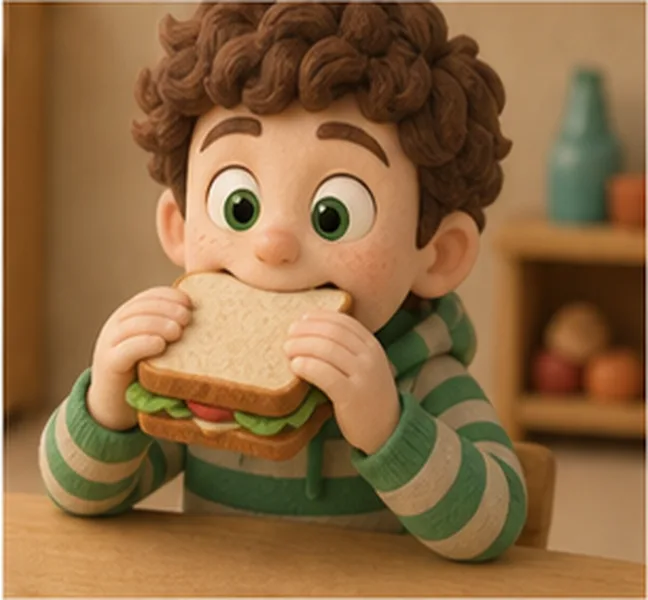 eating a sandwich