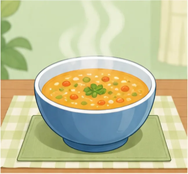 a bowl of soup on the table