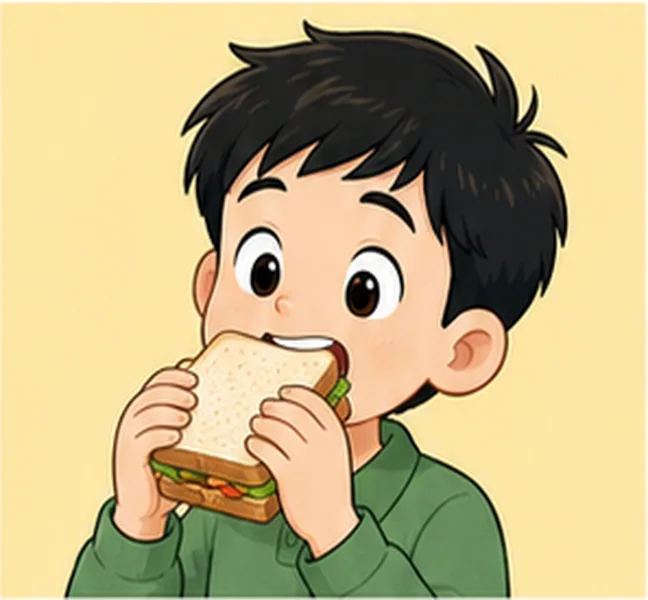 eating a sandwich