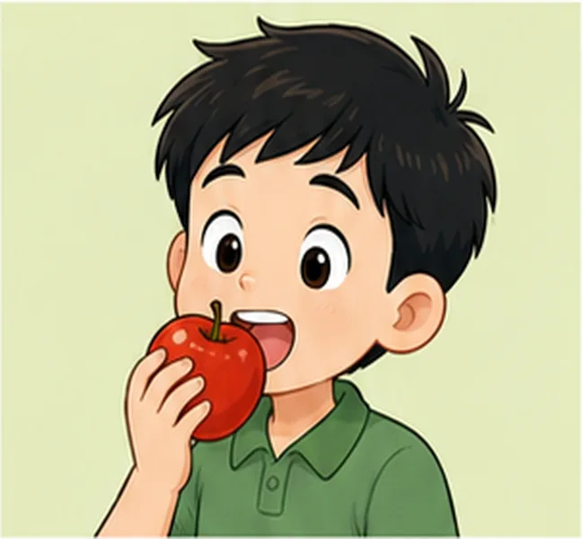 eating an apple