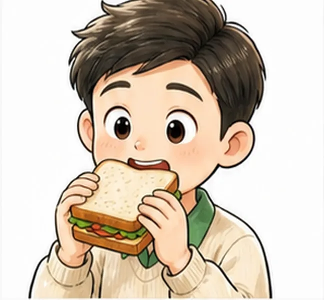eating a sandwich
