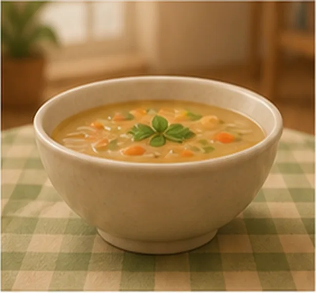 a bowl of soup on the table