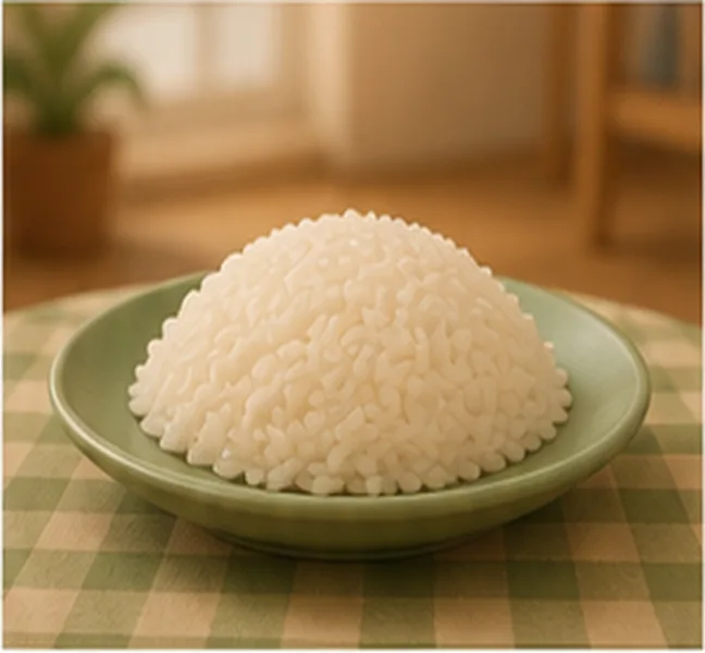 a plate of rice on the table
