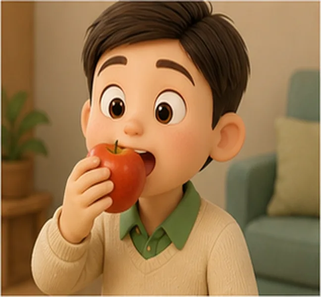 eating an apple