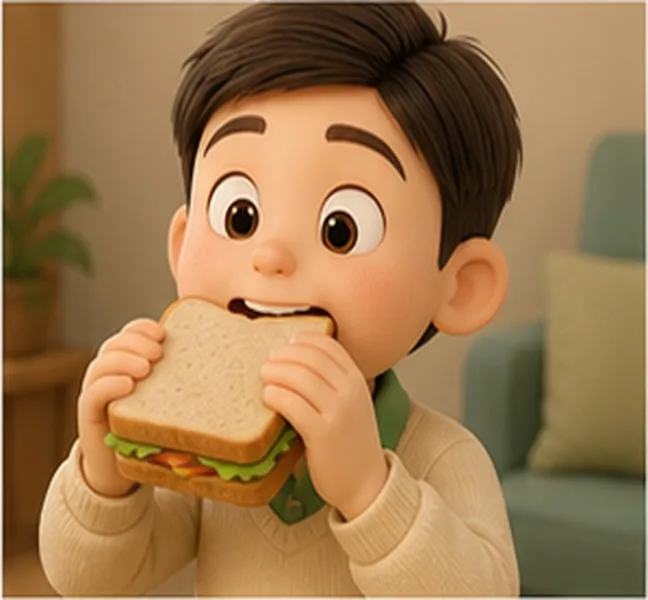 eating a sandwich