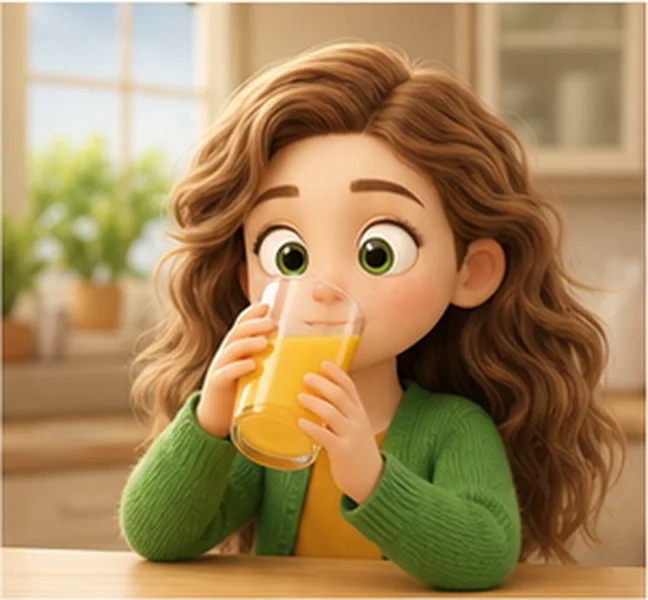 drinking orange juice